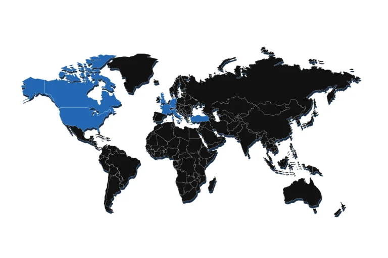 World map showing countries served by FixAnyPhoto