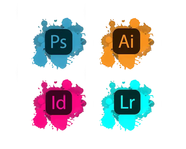 Adobe Photoshop, Illustrator, InDesign, and Lightroom tools