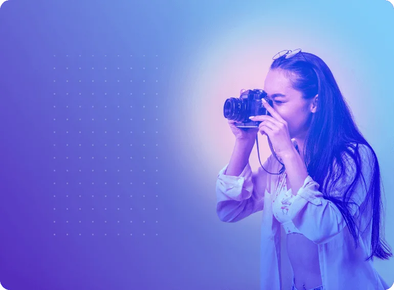 Professional photographer using camera