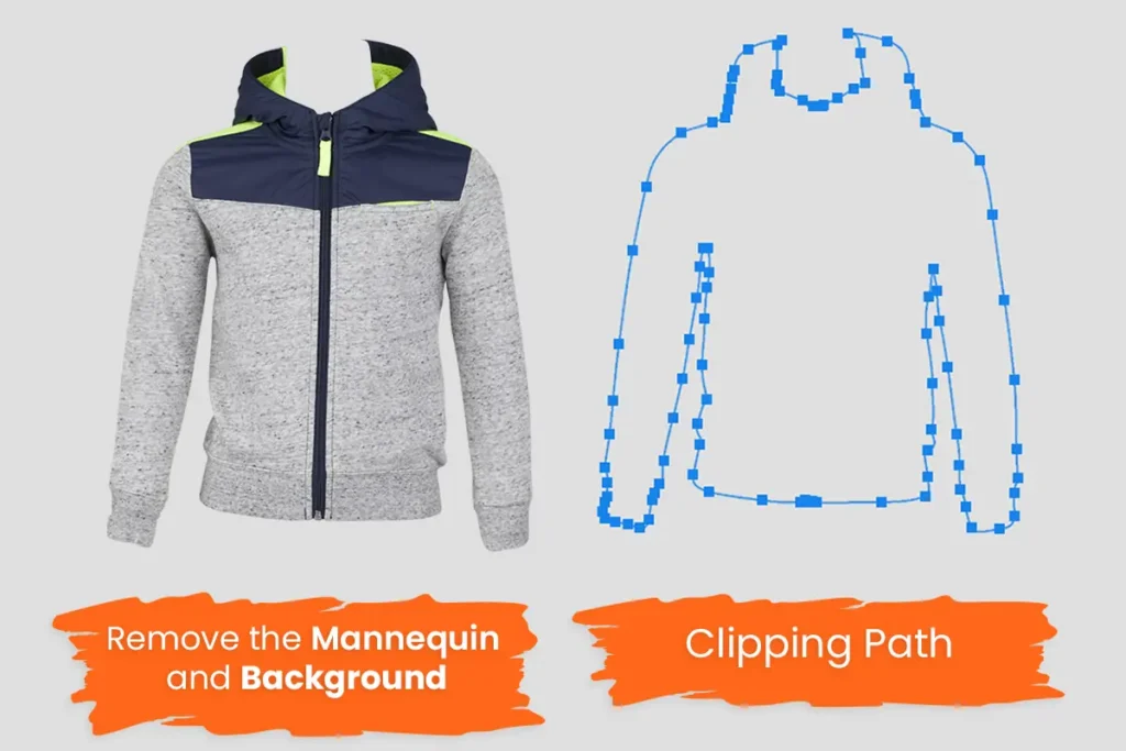 showing clipping path and remove mannequin