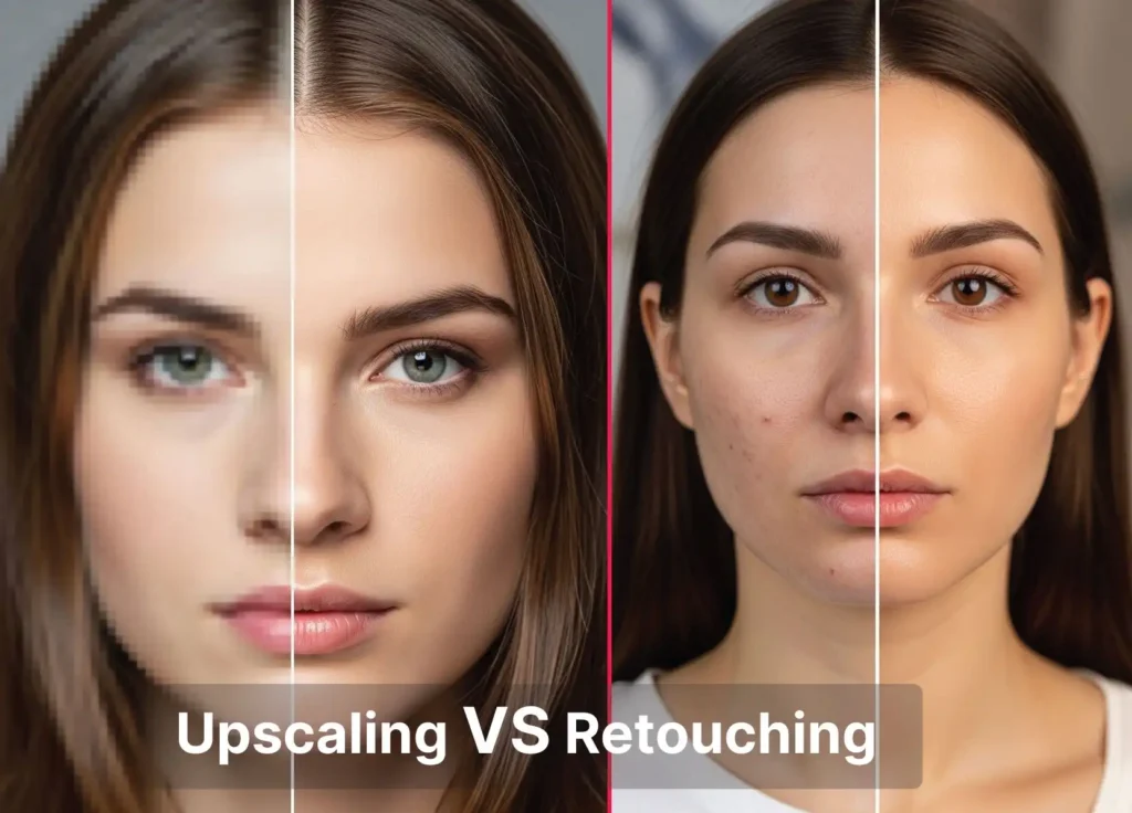 Upscaling vs Retouching